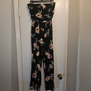 Rue21 Black Jumpsuit with Floral Pattern